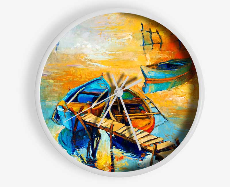 Golden Sail Boat Waters Clock - Wallart-Direct UK