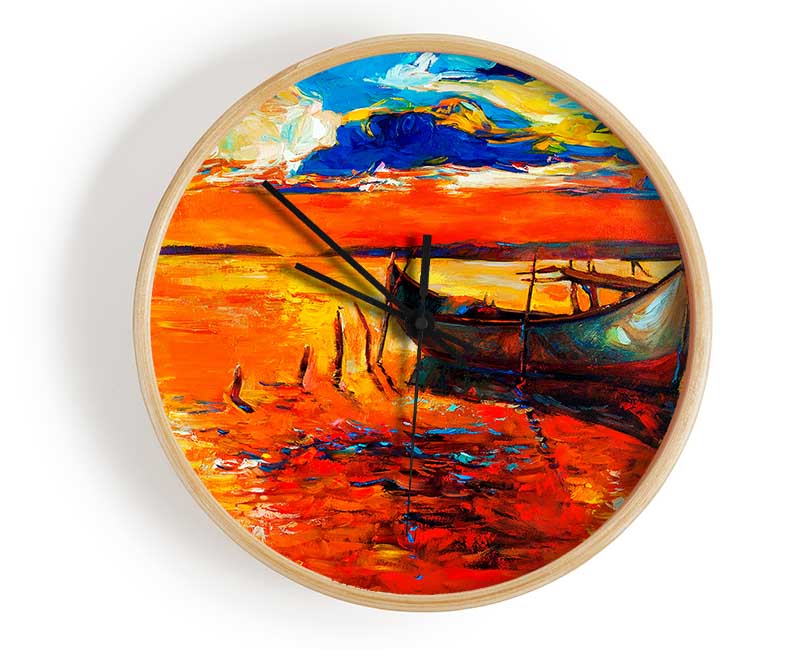 Fire Orange Waters Clock - Wallart-Direct UK