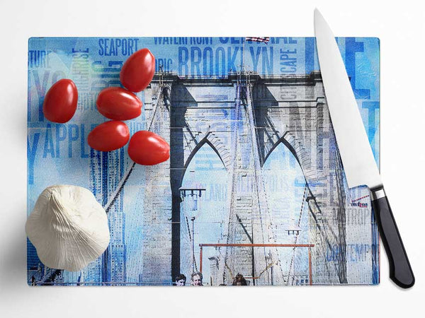 NYC Brooklyn Bridge Glass Chopping Board