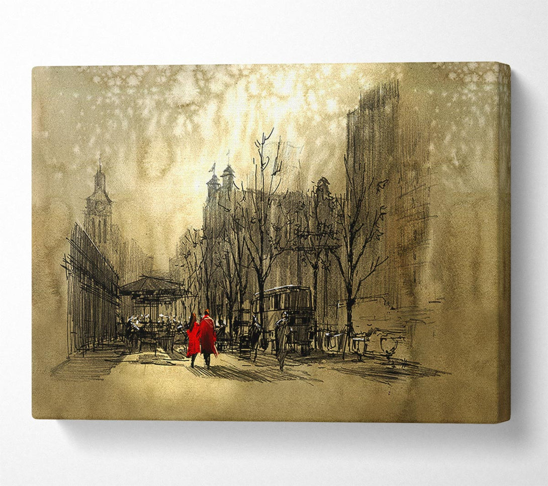 Picture of Golden City Walk Canvas Print Wall Art