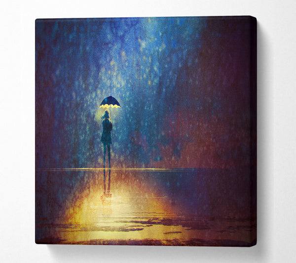 A Square Canvas Print Showing Golden Rain Sparkle Square Wall Art