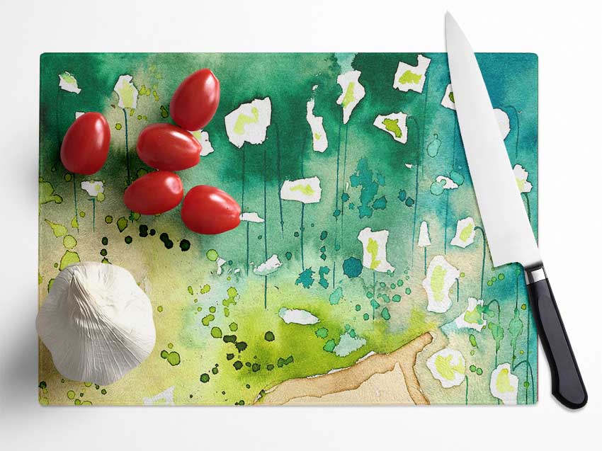 Garden Illusion Glass Chopping Board