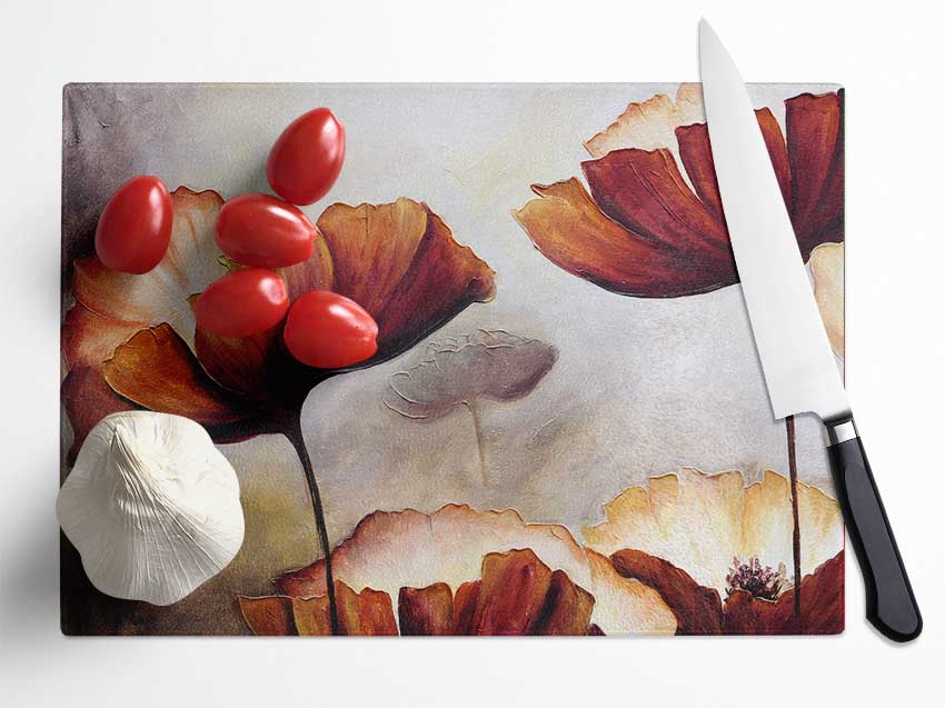 Chocolate Poppy Skies 2 Glass Chopping Board