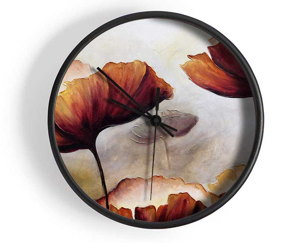 Chocolate Poppy Skies 2 Clock - Wallart-Direct UK