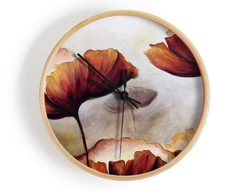 Chocolate Poppy Skies 2 Clock - Wallart-Direct UK