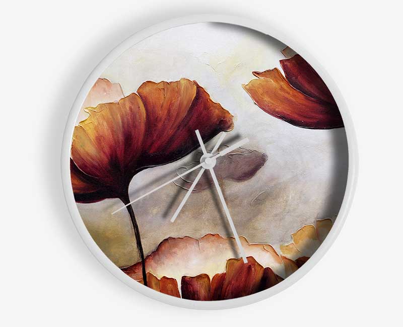 Chocolate Poppy Skies 2 Clock - Wallart-Direct UK