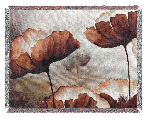 Chocolate Poppy Skies 2 Woven Blanket