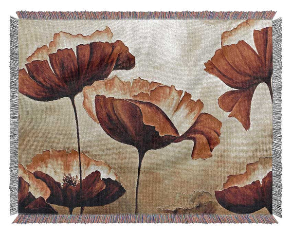 Chocolate Poppy Skies 1 Woven Blanket