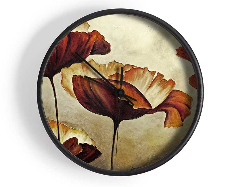 Chocolate Poppy Skies 1 Clock - Wallart-Direct UK