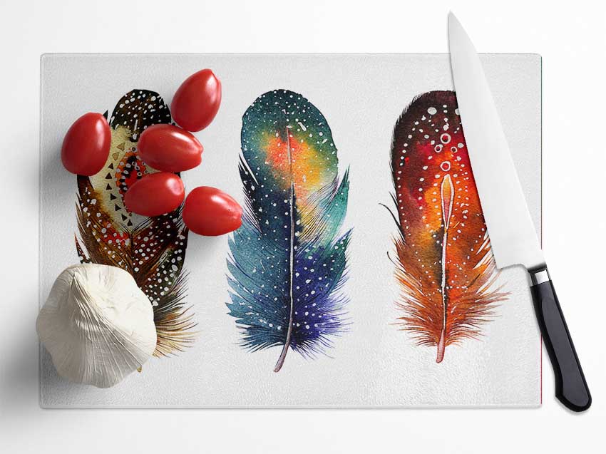 Indian Feathers Glass Chopping Board