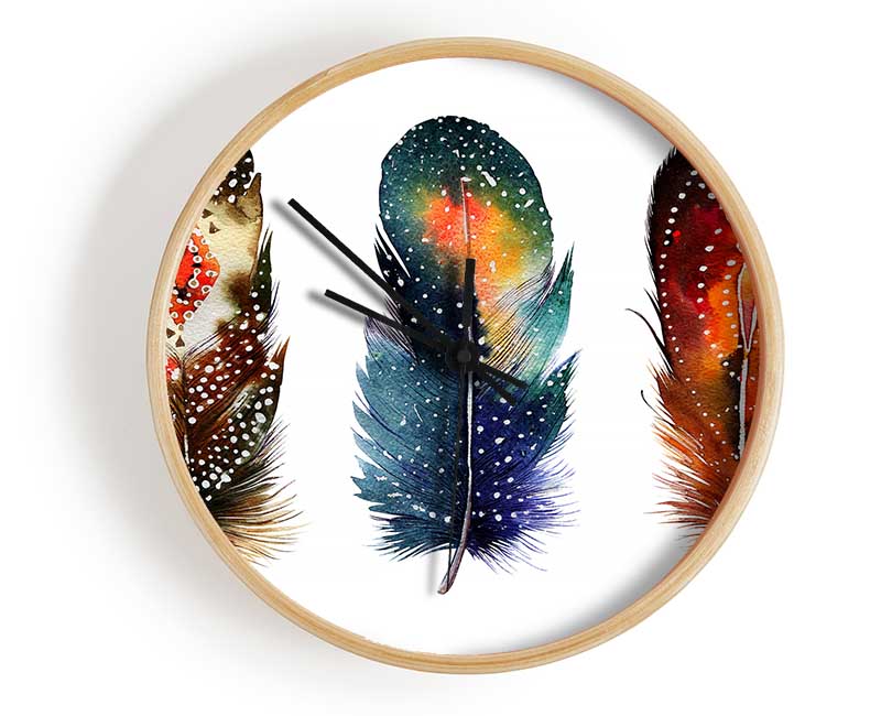 Indian Feathers Clock - Wallart-Direct UK