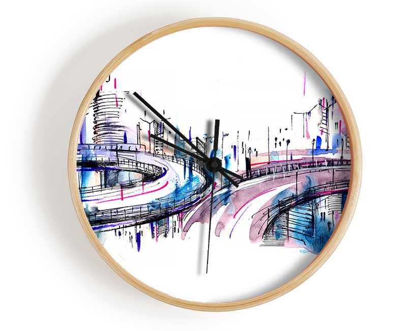 Ring Roads Through The City Clock - Wallart-Direct UK