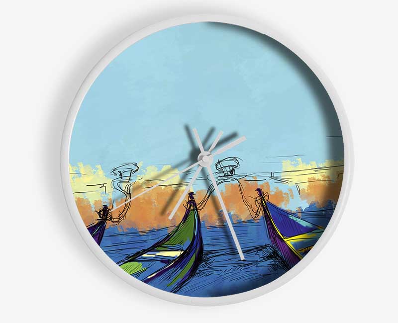 Gondolas In Venice Clock - Wallart-Direct UK