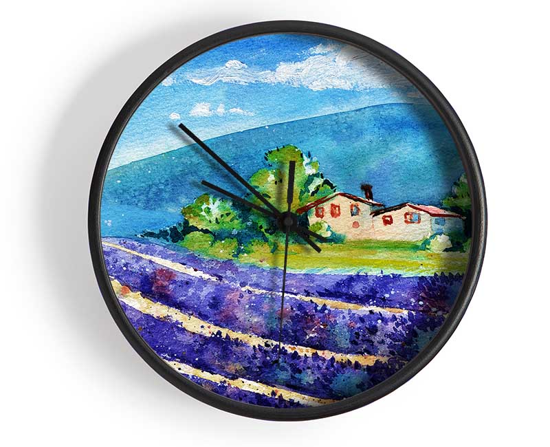 Lavender Fields In France Clock - Wallart-Direct UK