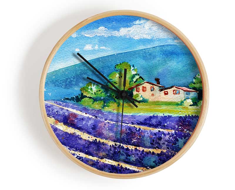 Lavender Fields In France Clock - Wallart-Direct UK