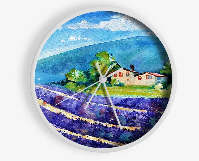 Lavender Fields In France Clock - Wallart-Direct UK