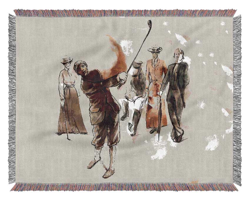 When Golf Began Woven Blanket