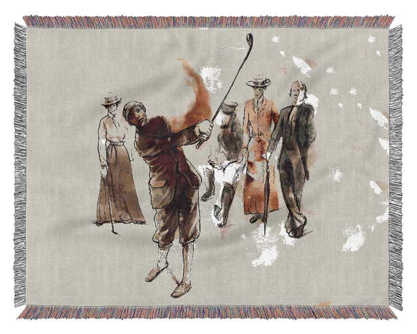 When Golf Began Woven Blanket