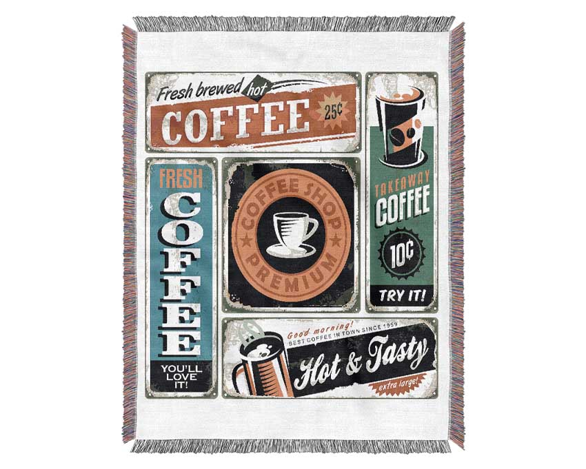 Coffee Shop Premium Woven Blanket