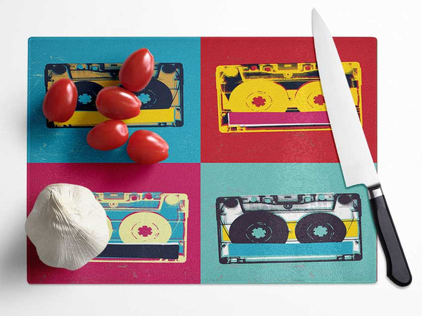 Pop Art Cassette Day Glass Chopping Board