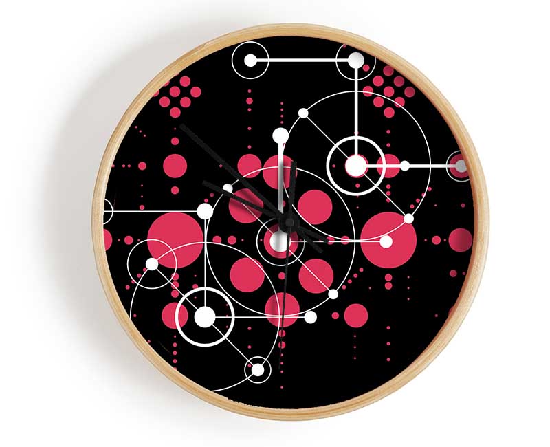 Circles Of Connections Red Clock - Wallart-Direct UK