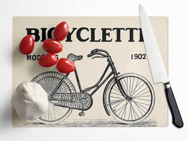 French Bicycle Glass Chopping Board