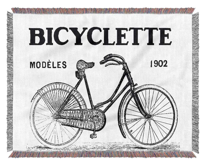 French Bicycle Woven Blanket