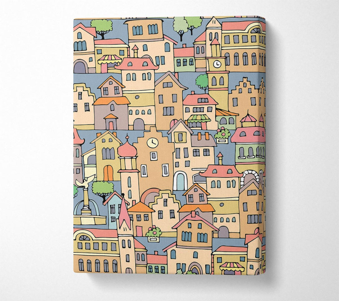 Picture of Town Houses Canvas Print Wall Art