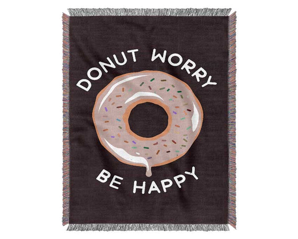 Donut Worry Be Happy Woven Blanket