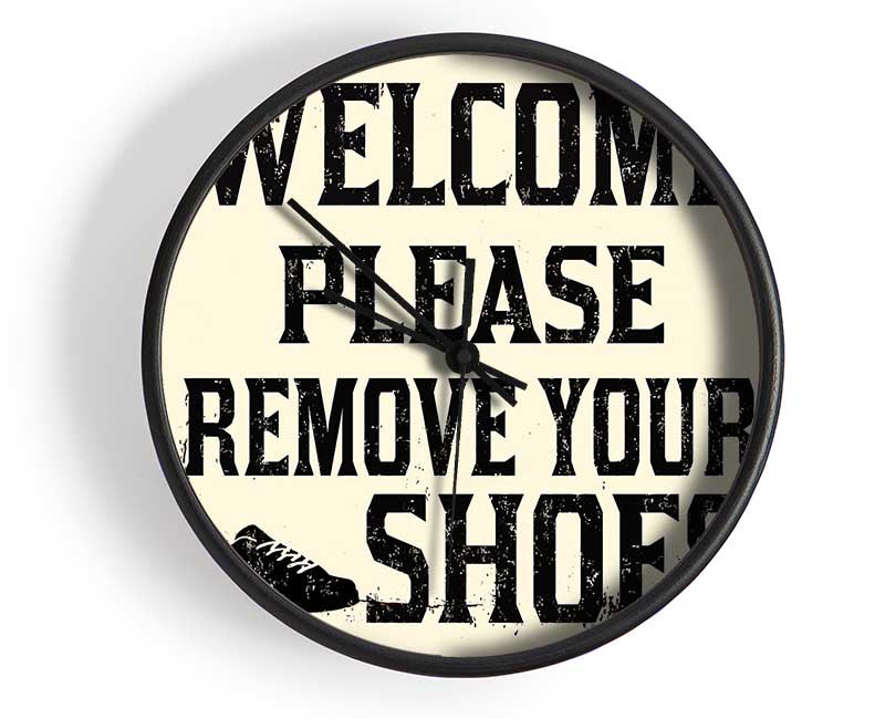 Welcome Please Remove Your Shoes Clock - Wallart-Direct UK