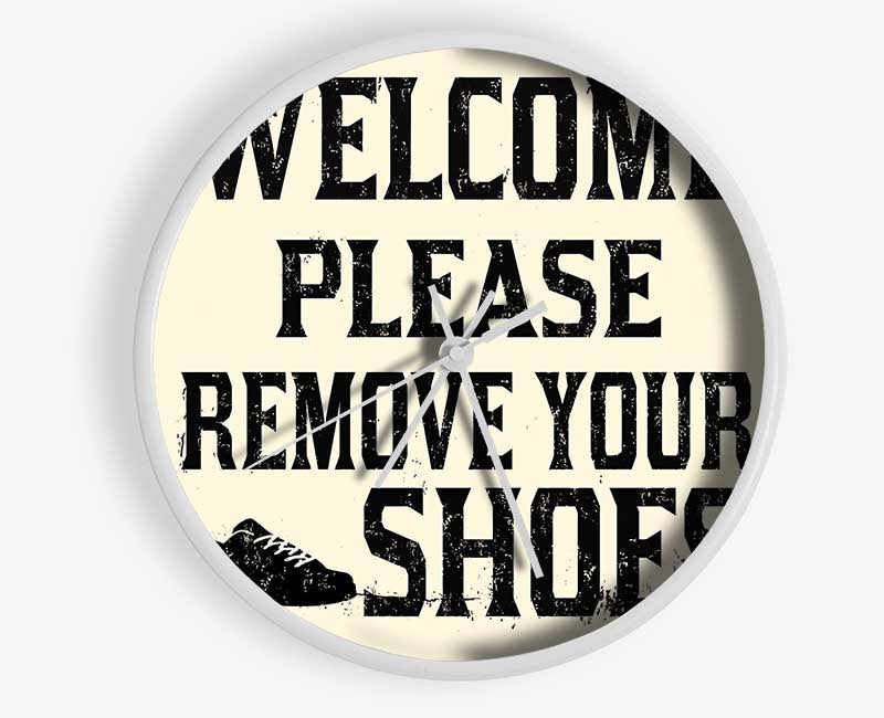 Welcome Please Remove Your Shoes Clock - Wallart-Direct UK