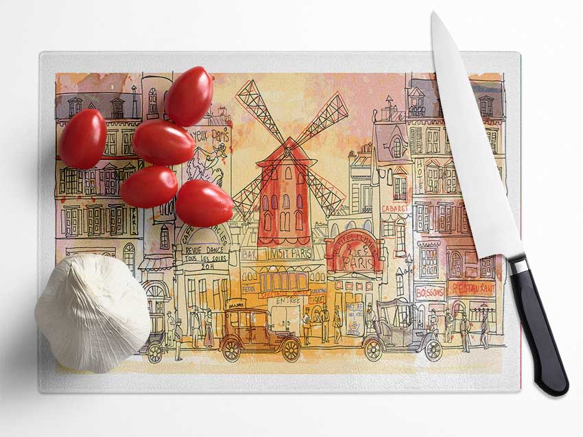 Moulin Rouge Paris Glass Chopping Board