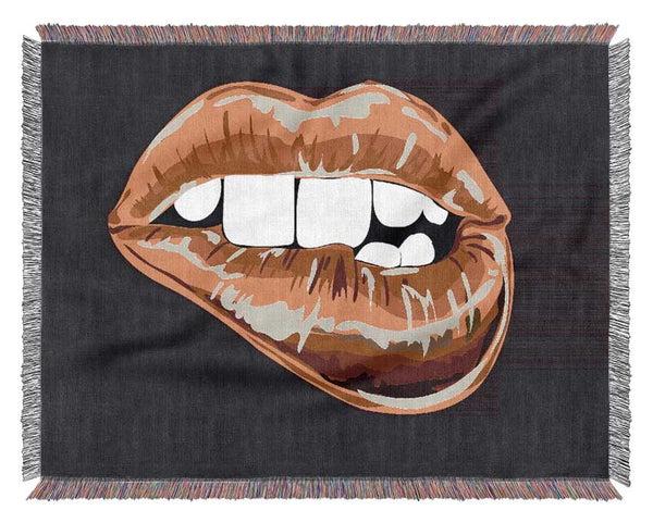 Gold Lip Bite Woven Blanket