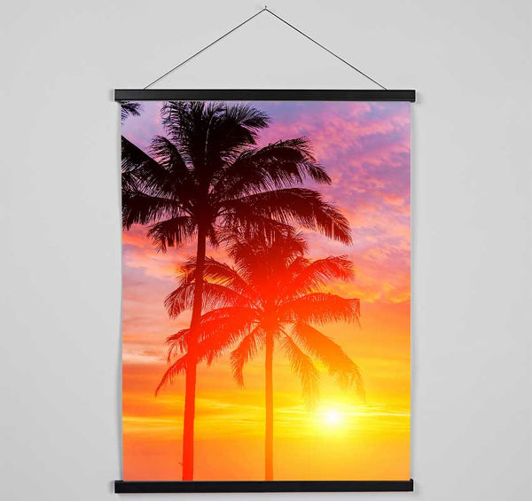 Sunset Palm Trees Hanging Poster - Wallart-Direct UK