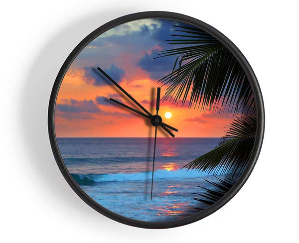 Stunning Blue Ocean Sunset Clock - Wallart-Direct UK