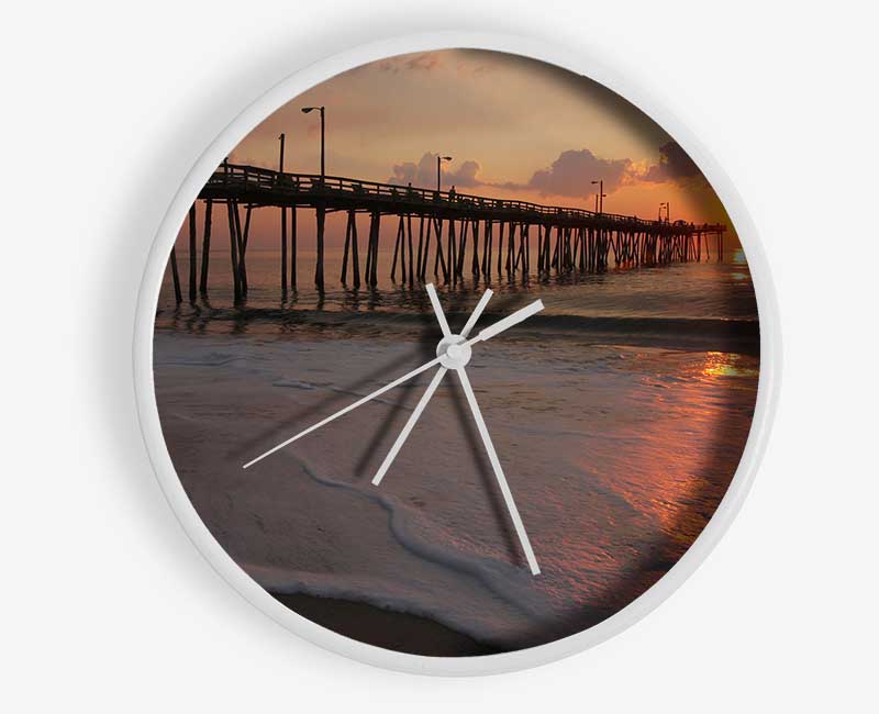 Sunset Pier Clock - Wallart-Direct UK