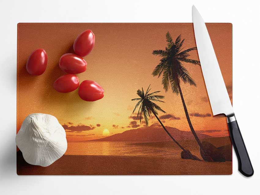 As The Sun Goes Down Glass Chopping Board