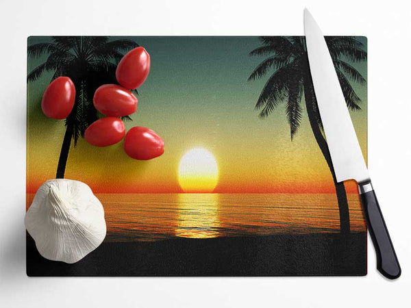 Palm Tree Bliss Glass Chopping Board