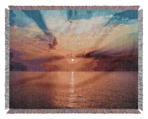 Sunrays Over The Ocean Woven Blanket