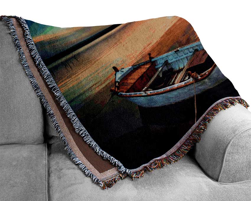 Reflections Of The Sailboat Sky Woven Blanket