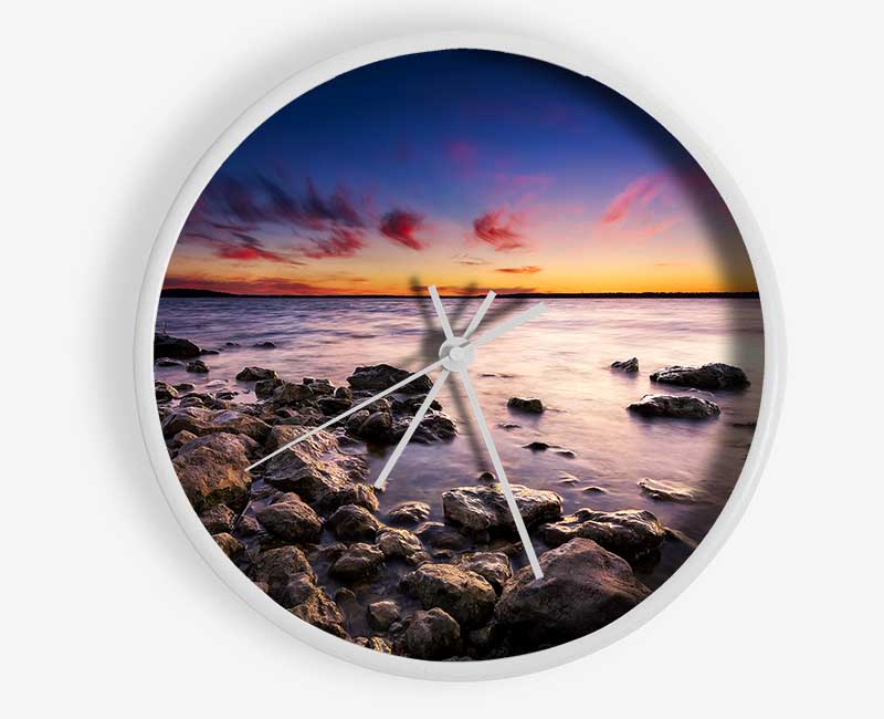 Serene Ocean Rocks Clock - Wallart-Direct UK