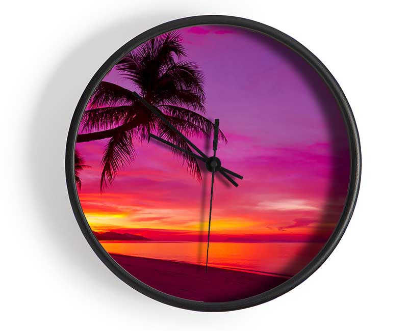 Perfect Pink Sunset Skies Clock - Wallart-Direct UK