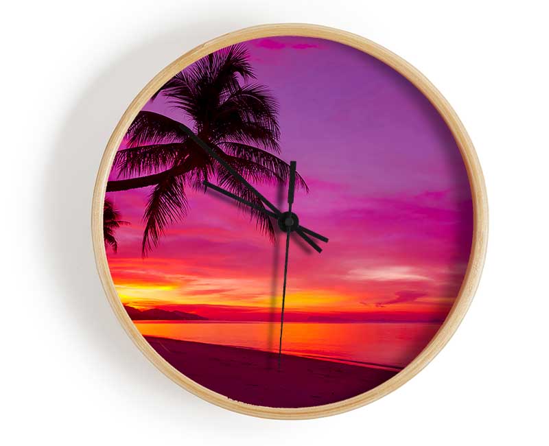 Perfect Pink Sunset Skies Clock - Wallart-Direct UK