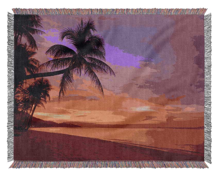 Perfect Pink Sunset Skies Woven Blanket