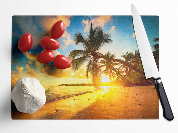 As The Sun Falls On A Perfect Day Glass Chopping Board