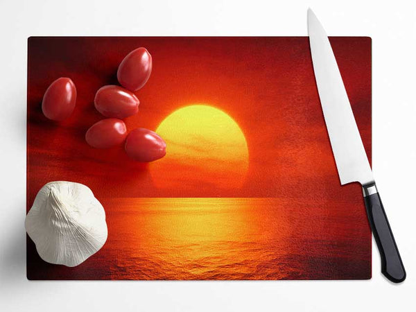 Red Ocean Glow Glass Chopping Board