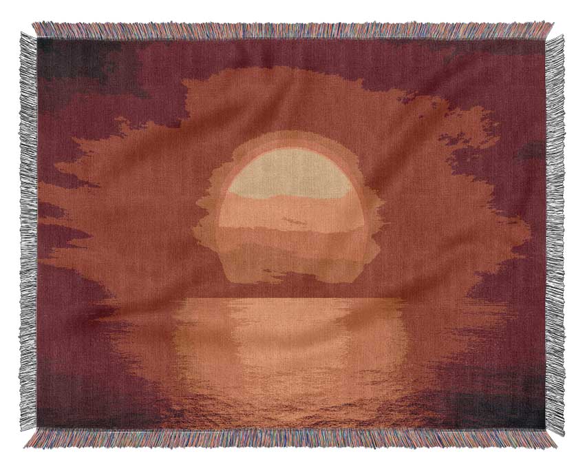 Red Ocean Glow Woven Blanket