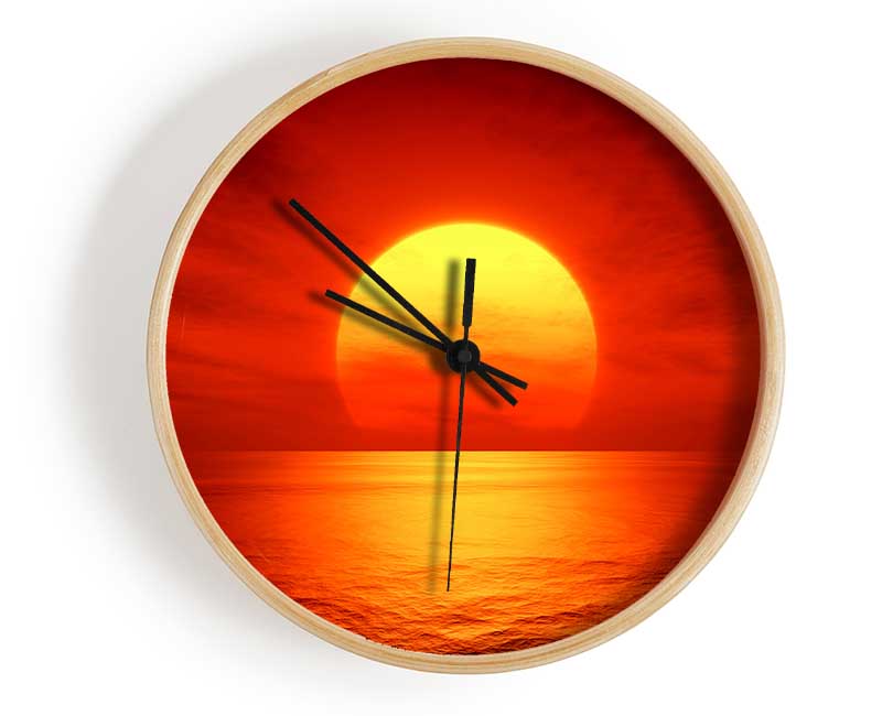 Red Ocean Glow Clock - Wallart-Direct UK