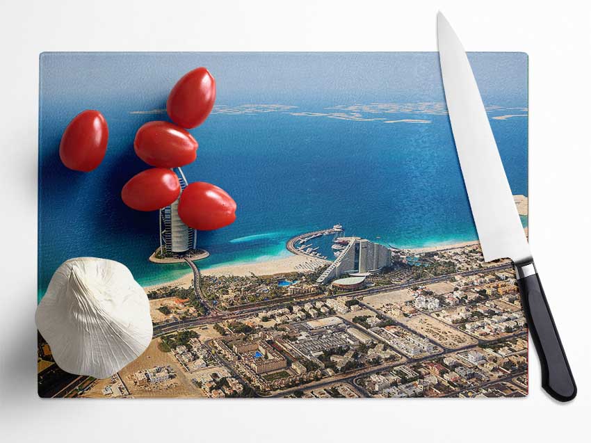 The Coast Line Of Burj Al Arab Glass Chopping Board