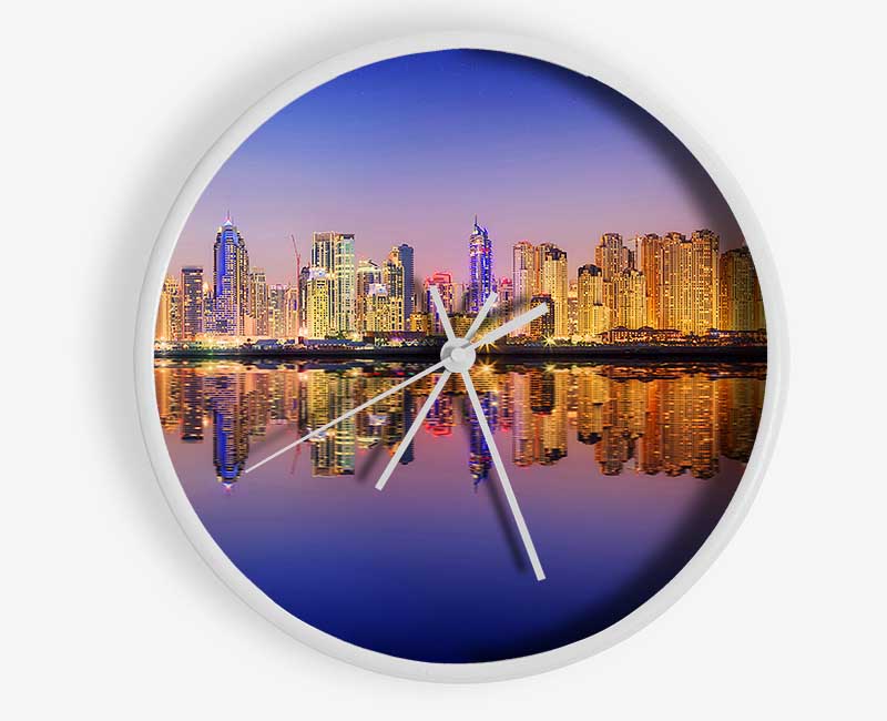 Reflections Of The Colourful City By Night Clock - Wallart-Direct UK